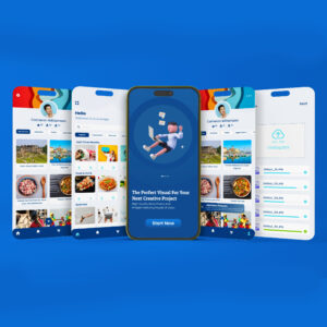 design d'application mobile , montrant des profils d'utilisateur, des galeries de photos et des mises en pages modernes pour des applications creatives