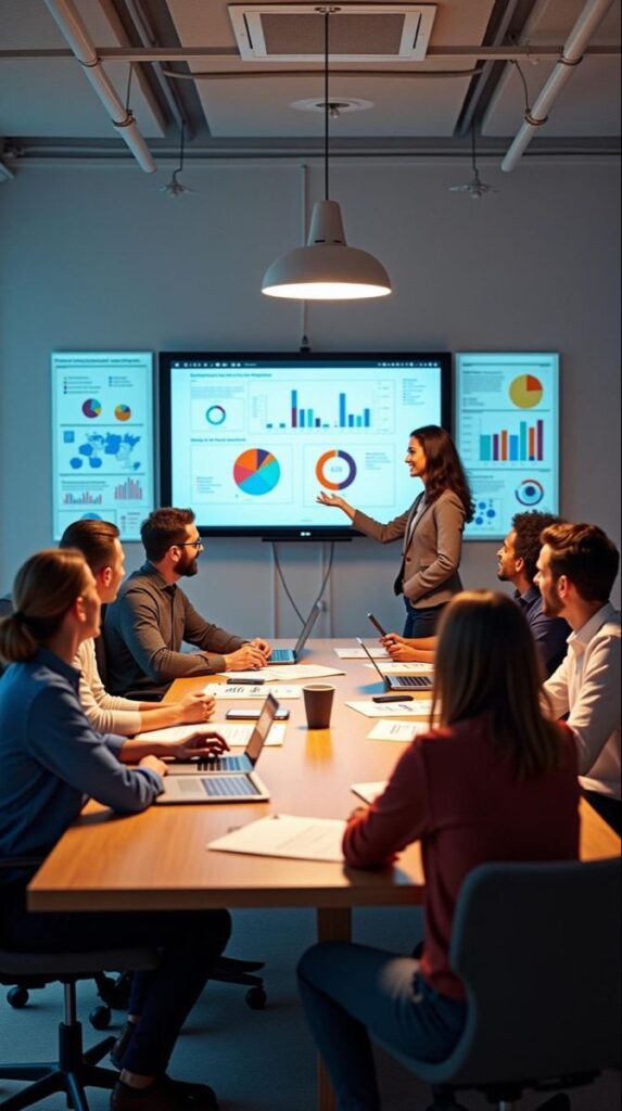 Un écran affichant des graphiques de performances, site e-commerce ou tableau de stratégie marketing.